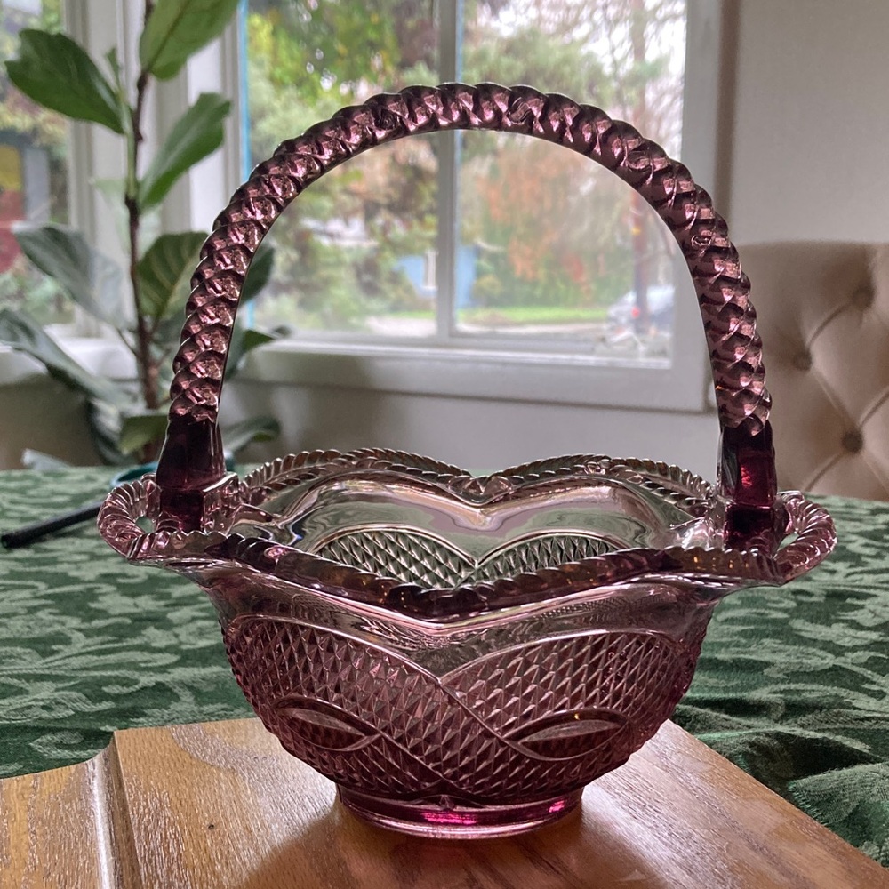 Elegant Purple Glass Basket